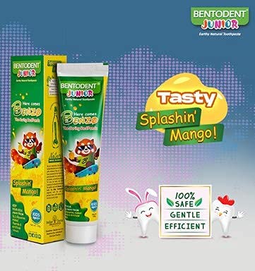 Bentodent 100% Natural Kids Mango Toothpaste, Fluoride Free, Sls Free, Complete oral care protection for kids, Fresh Breath, Best toothpaste for kids 2+ years 100g