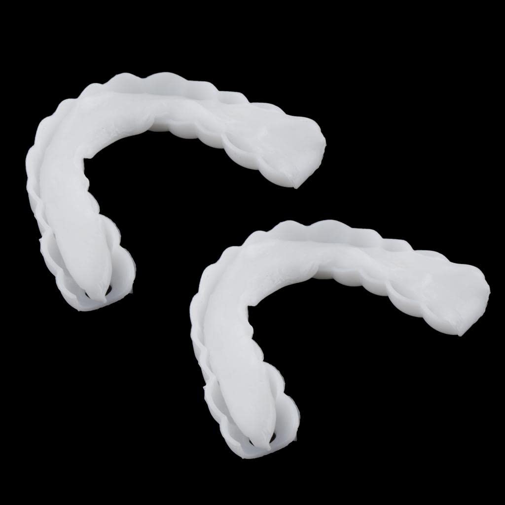 T.O.G. 2 Pcs Silicone Lower False Teeth Dental Veneers Dentures Fake Tooth w/Case