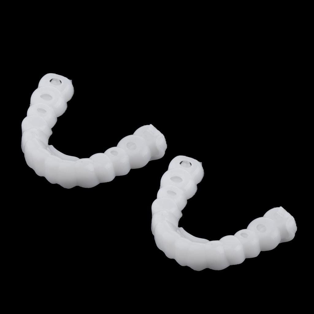 T.O.G. 2 Pcs Silicone Lower False Teeth Dental Veneers Dentures Fake Tooth w/Case