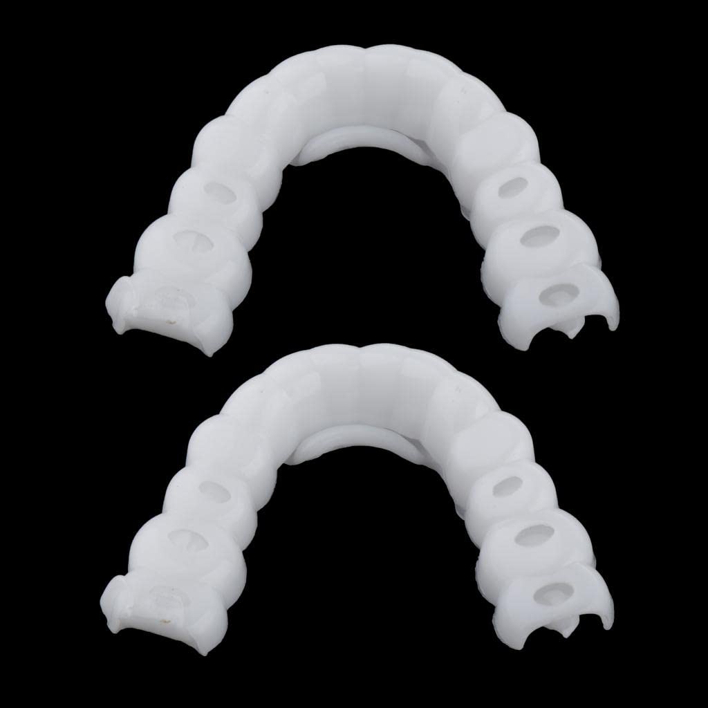 T.O.G. 2 Pcs Silicone Lower False Teeth Dental Veneers Dentures Fake Tooth w/Case