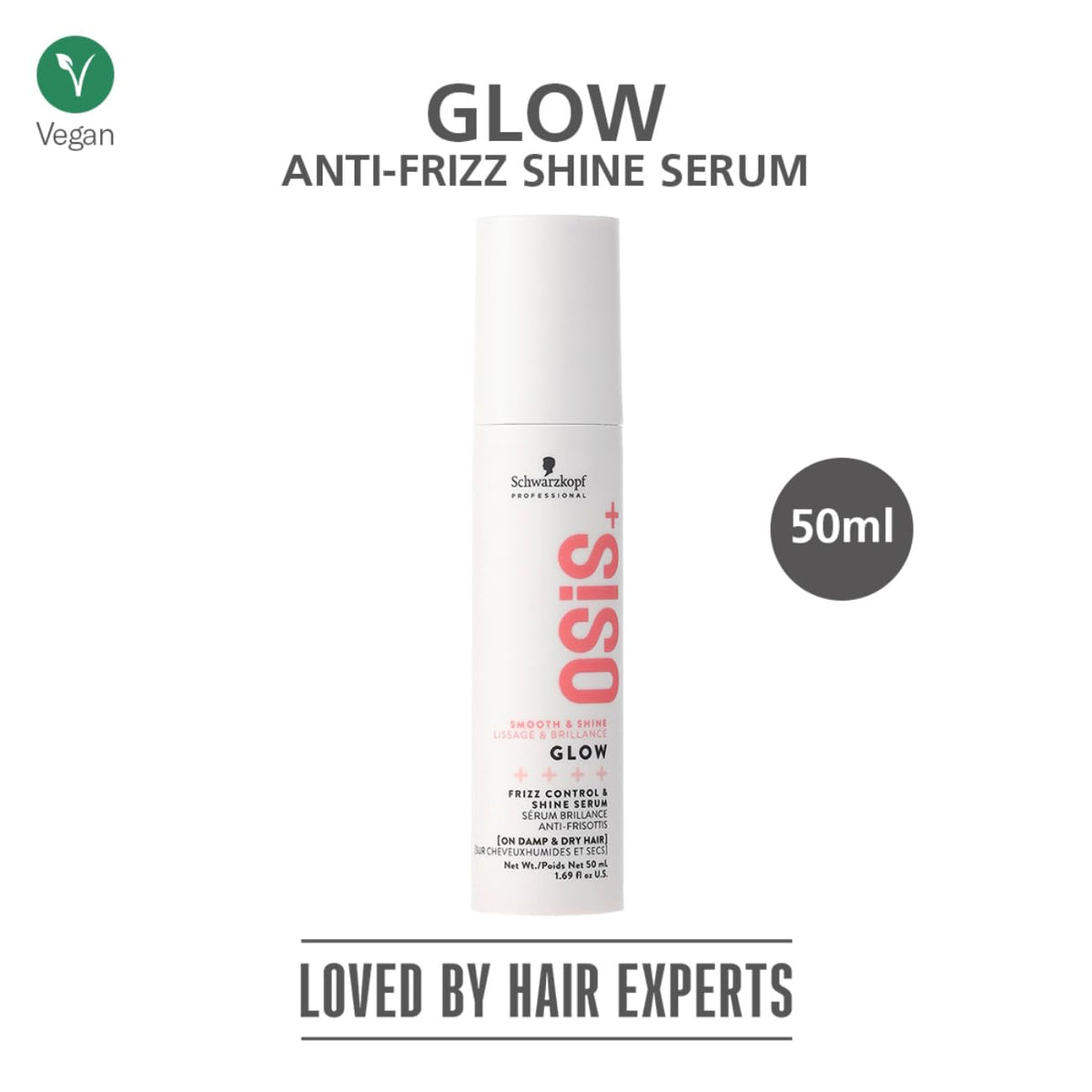 OSiS+ Schwarzkopf Professional Osis+ Glow Anti-Frizz Shine Serum I For Frizz Reduction And Shine | Vegan | Leave-In Hair Serum | Silicon Free | 50Ml