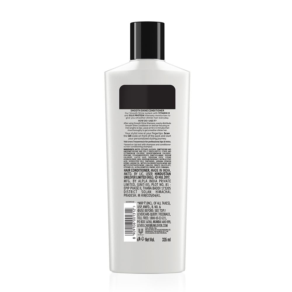 TRESemme Smooth & Shine, Fresh Conditioner, 335 Millilitre, For Silky Smooth Hair, With Biotin & Silk Protein, Deeply Moisturizes Dry & Frizzy Hair, For Men & Women