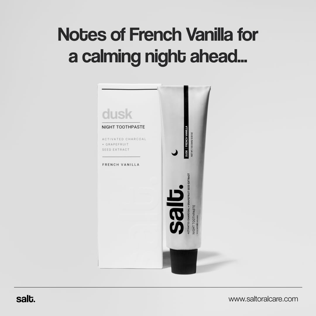 Salt Dusk Night Toothpaste | French Vanilla flavour | Grapefruit Water, Papain & Bromelain Enzymes | Plaque Break-down and Enamel Strengthening Formula | 100 gms