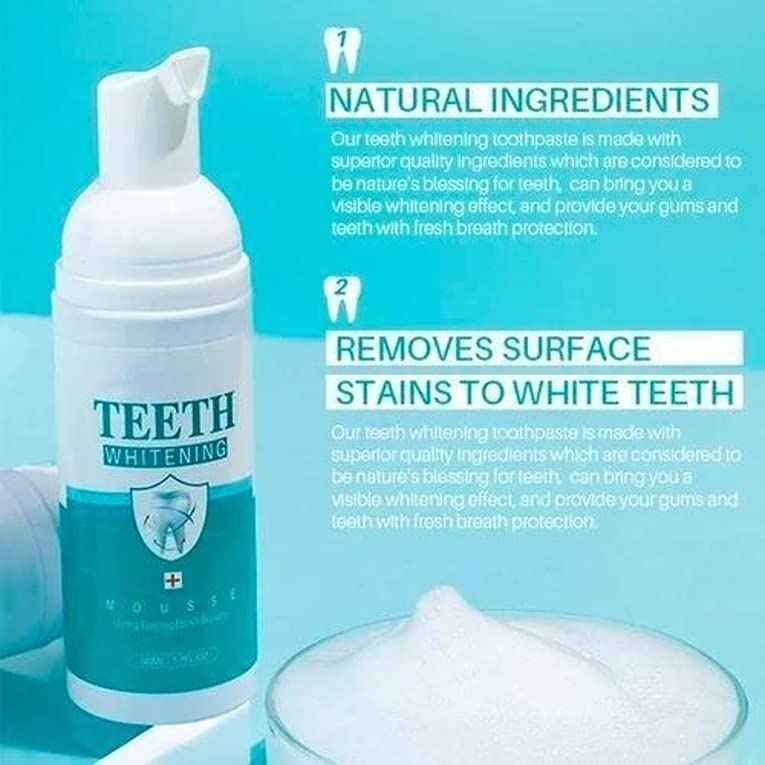 FoamToothpaste Stain Removal Toothpaste for Sensitive Teeth Snow Teeth foaming Lightening Fresh Breath and Remove Plague Stains Mousse Mouth Wash Water for Travel Friendly (60 ML)