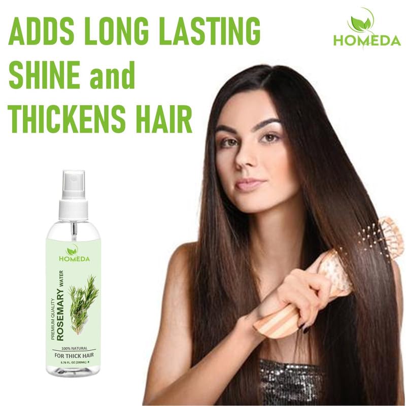 Homeda Rosemary Water for Hair Growth, Rose mary water spray for Hair Growth, Rosemary hair spray, Roj meri hydrosol, Rose Merry mist, Roseberry, Steam Distilled 100% Pure Natural (200 ml)