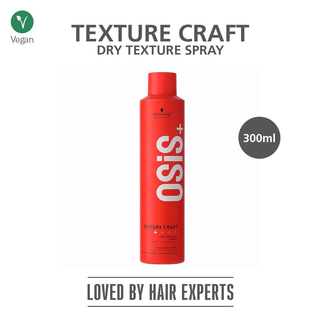 Schwarzkopf Professional OSiS+ Texture Craft Dry Texture Hair Styling Spray Mist I Non Crispy Hair With a Natural Shine I Vegan | Fine Dry Spray Mist | Flexible hold | 300 ml