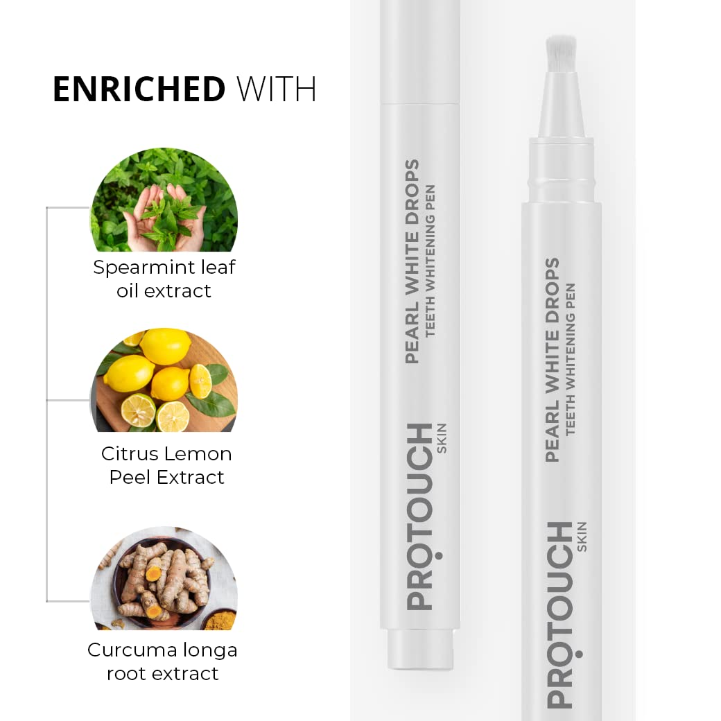 PROTOUCH Pearl White Drops | Teeth Whitening Pen Gel | Whiter Teeth & Fresher Breath for a Brighter Smile on-the-go | Enamel Safe| For Men & Women (Pack of 1)