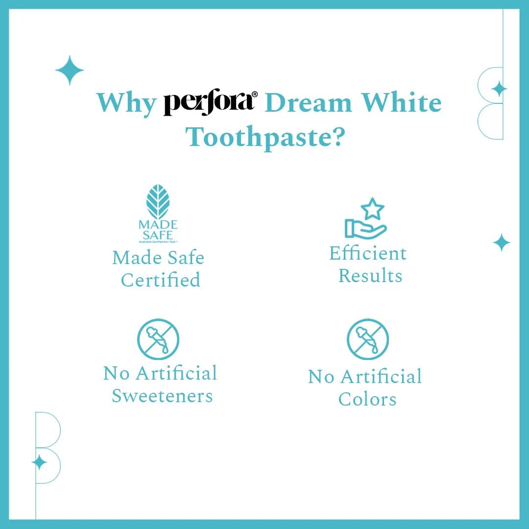 Perfora Teeth Whitening Toothpaste For Stain Removal - 150 g | SLS & Fluroide Free Toothpaste | N-Ha For Teeth Remineralisation | No Artificial Sweetners | Toothpaste For Kids & Adults | Tripe Mint