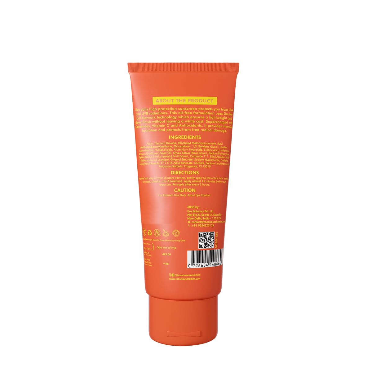 The Sun Hybrid Gel Sunscreen SPF 50 PA ++++ With Vitamin C, Rice Water & Peach Extract | Non-Greasy, No White-Cast | All Skin Types, Cruelty Free | 50 g