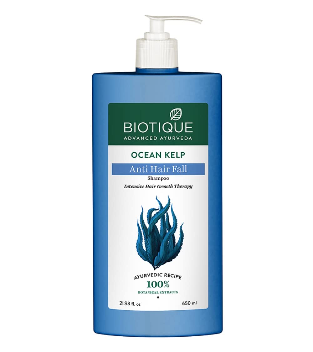 Biotique Ocean Kelp Anti Hairfall Shampoo | Intensive Hair Growth Therapy| Anti Hairfall Shampoo that Maintains Shine |100% Botanical Extracts | Suitable for All Hair Types |650ml