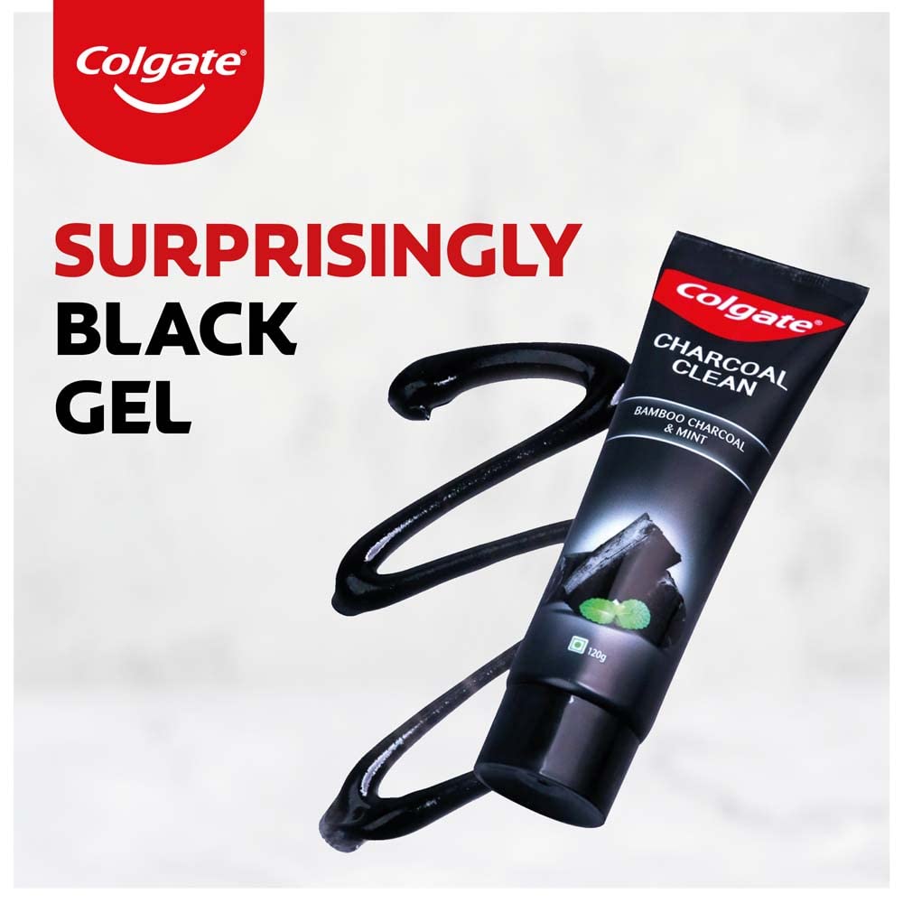 Colgate Charcoal Clean Black Gel Toothpaste, Combo Pack of 240g (120g x2) Deep Clean Tooth paste With Bamboo Charcoal & Wintergreen Mint For Plaque Removal & Tingling Fresh Mouth Experience