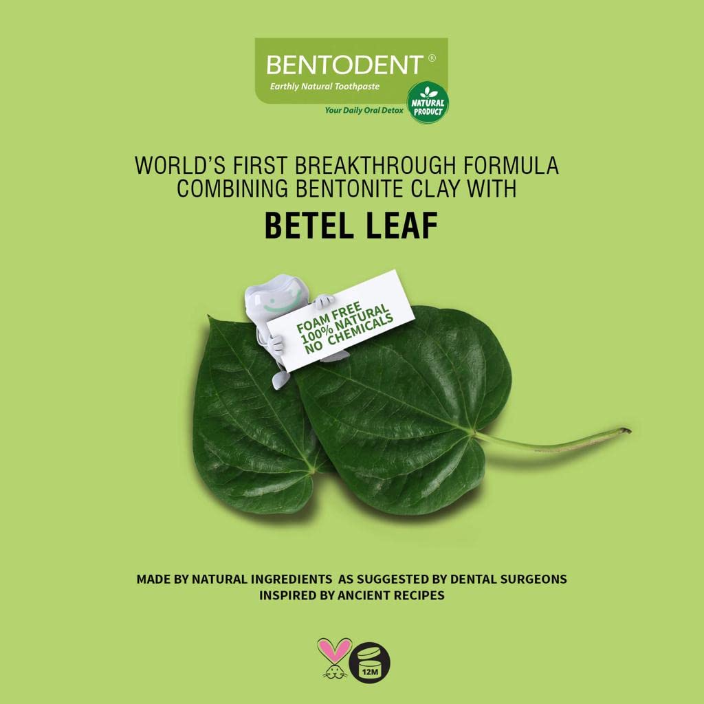 BENTODENT TOOTHPASTE Natural Oral Care Toothpastes for Entire Family Incl Kids (Betel Leaf)