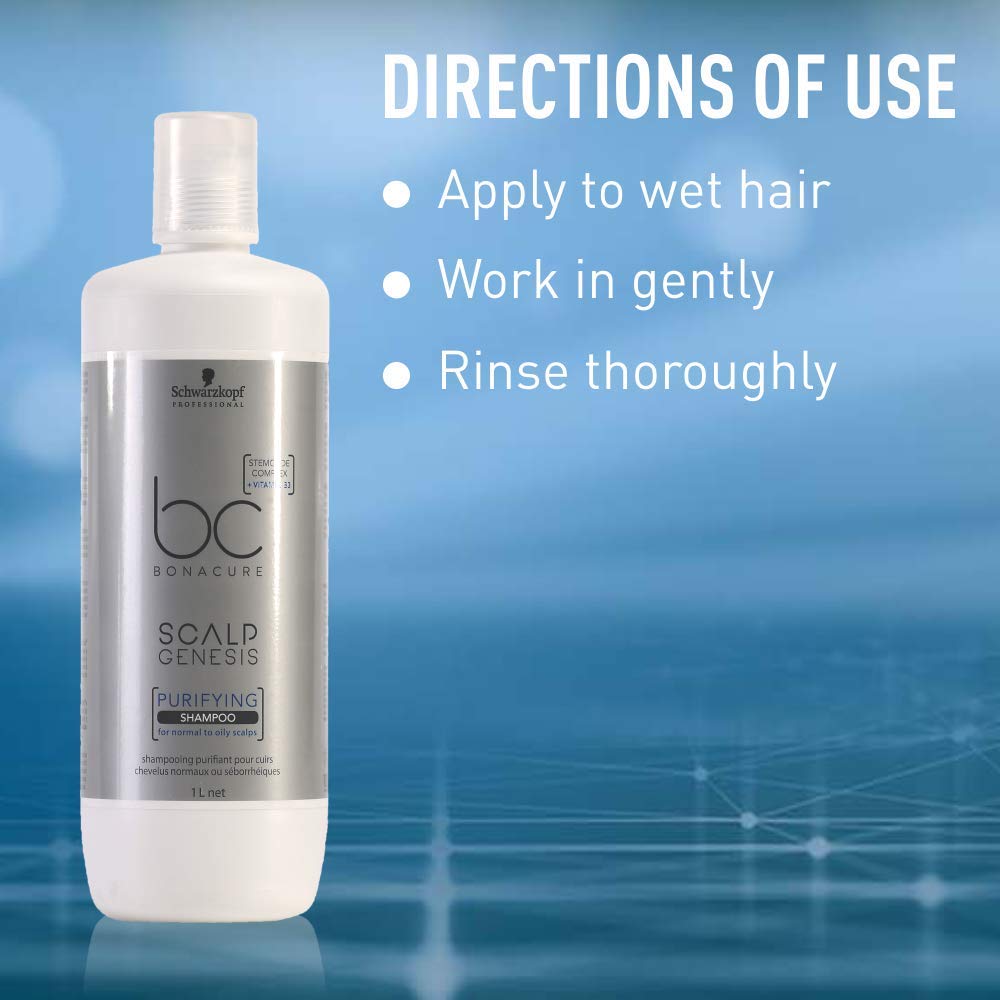 Schwarzkopf Professional Bonacure Scalp Genesis Purifying Shampoo With Stemcode Complex And Vitamin B3 Derivate | For Oily Scalp | 1L