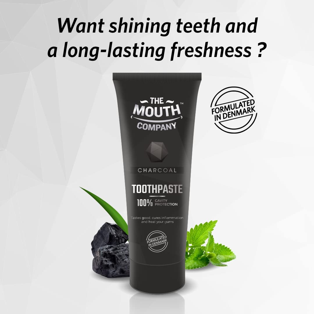 The Mouth Company Charcoal Toothpaste for Teeth Whitening | Vegan, SLS & Paraben Free, Gluten Free - 75gm