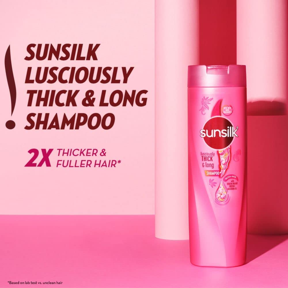 Sunsilk Lusciously Thick & Long Shampoo 1 L|| With Keratin|| Yoghut Protein and Macadamia Oil - Thickening Shampoo for Fuller Hair