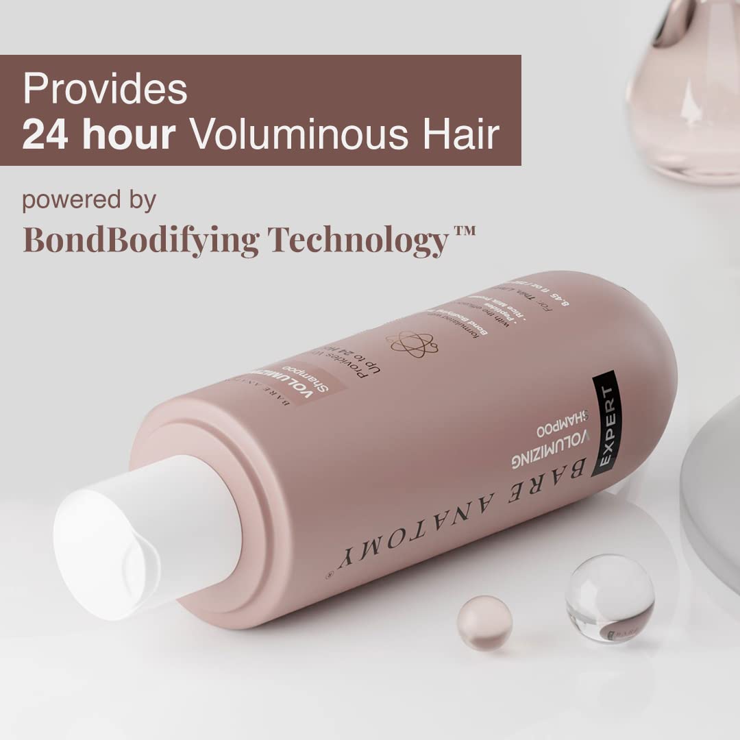 Bare Anatomy Volumizing Shampoo, Voluminous Hair Upto 24 Hours, Powered By Peptides & Rich Milk Protein, Strong & Bouncy Hair, Volume Shampoo For Thin & Flat Hair For Unisex, 250ml