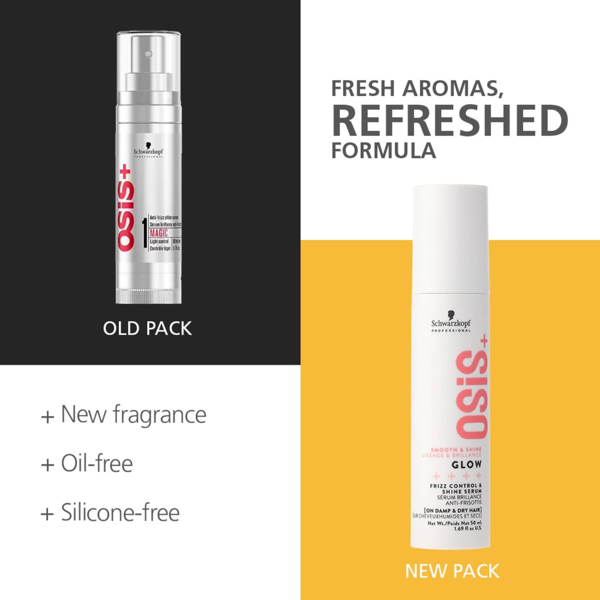 OSiS+ Schwarzkopf Professional Osis+ Glow Anti-Frizz Shine Serum I For Frizz Reduction And Shine | Vegan | Leave-In Hair Serum | Silicon Free | 50Ml