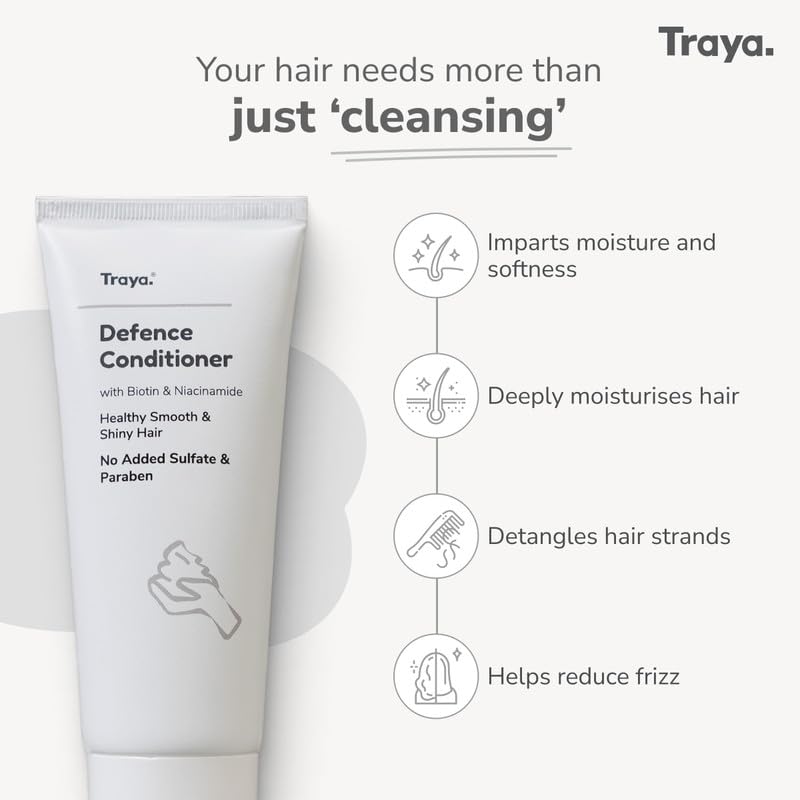 Traya Defence Conditioner | For Deep Moisturizing, Hair Growth & Hair Fall Control - Mild Formula | Consist Biotin & Niacinamide | 100g