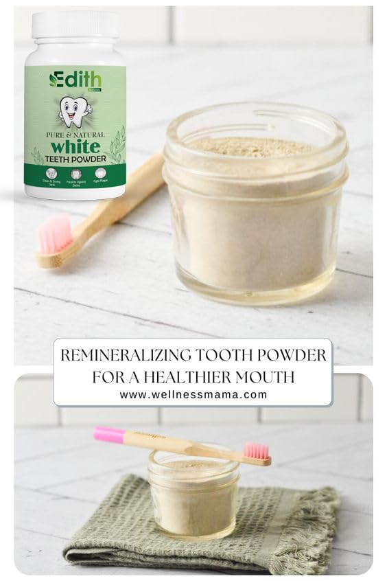 Edith Naturals Teeth Whitening Powder Removes Oldest Stains, Tartar & Plaque | Cavity Protection, Enamel Safe | Natural Mint Formula for Long Lasting Freshness | Men & Women 100g