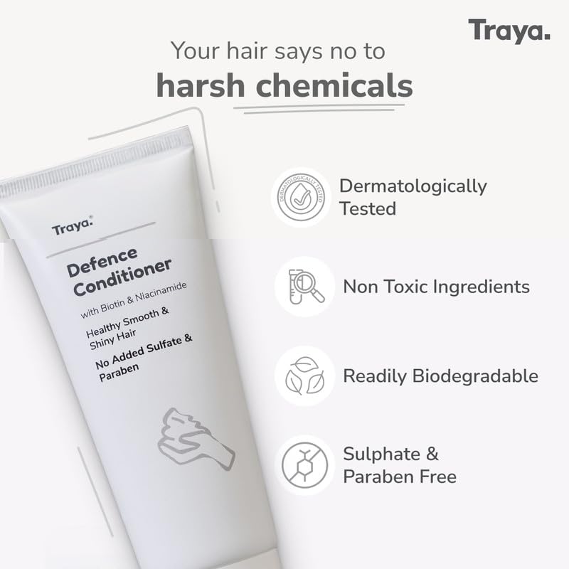 Traya Defence Conditioner | For Deep Moisturizing, Hair Growth & Hair Fall Control - Mild Formula | Consist Biotin & Niacinamide | 100g