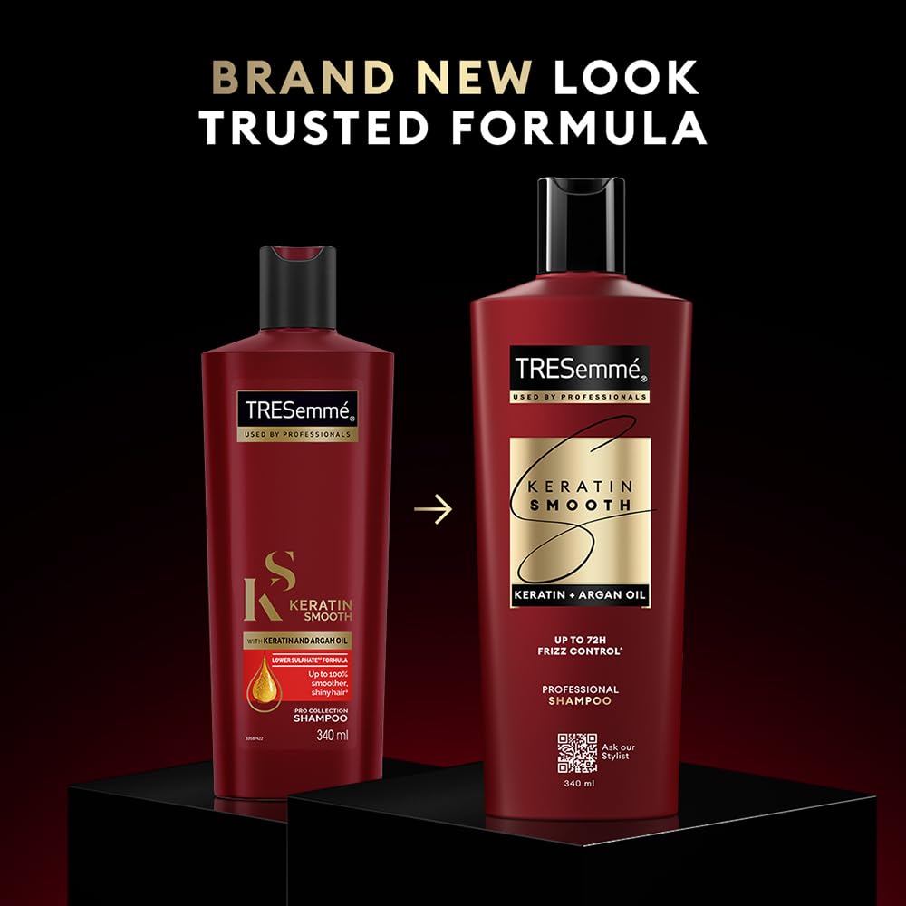 Tresemme Keratin Smooth, Shampoo, 1L, for Straighter, Shinier Hair, with Keratin & Argan Oil, Nourishes Dry Hair, Controls Frizz , for Men & Women