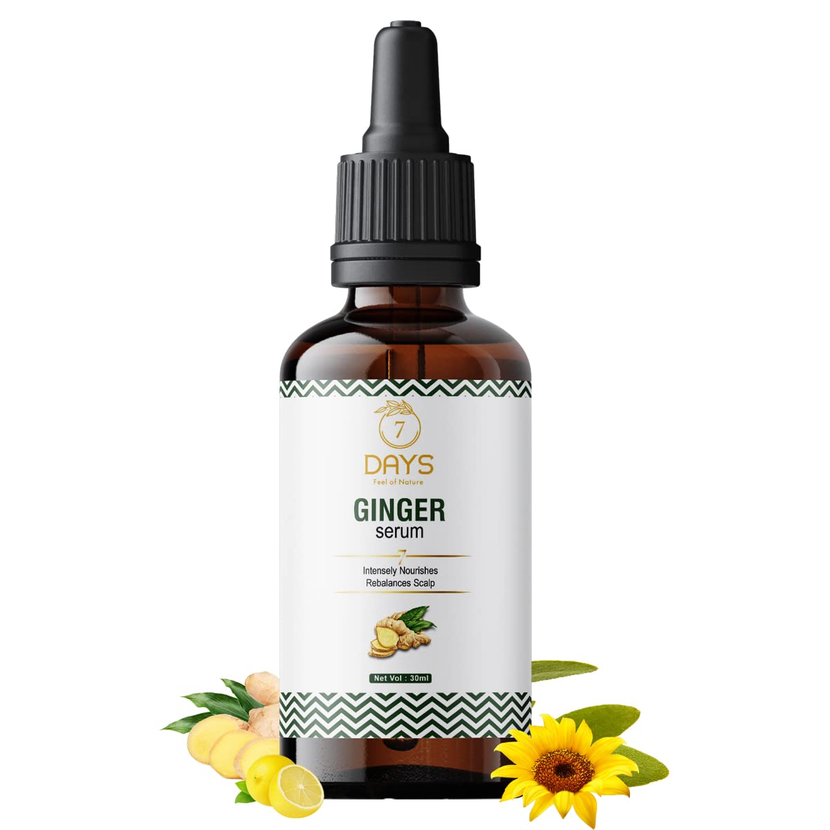 7 DAYS Ginger Hair Growth Serum for Strengthens Weak Hair with Ginger Oil & Sunflower Oil(30 Ml)