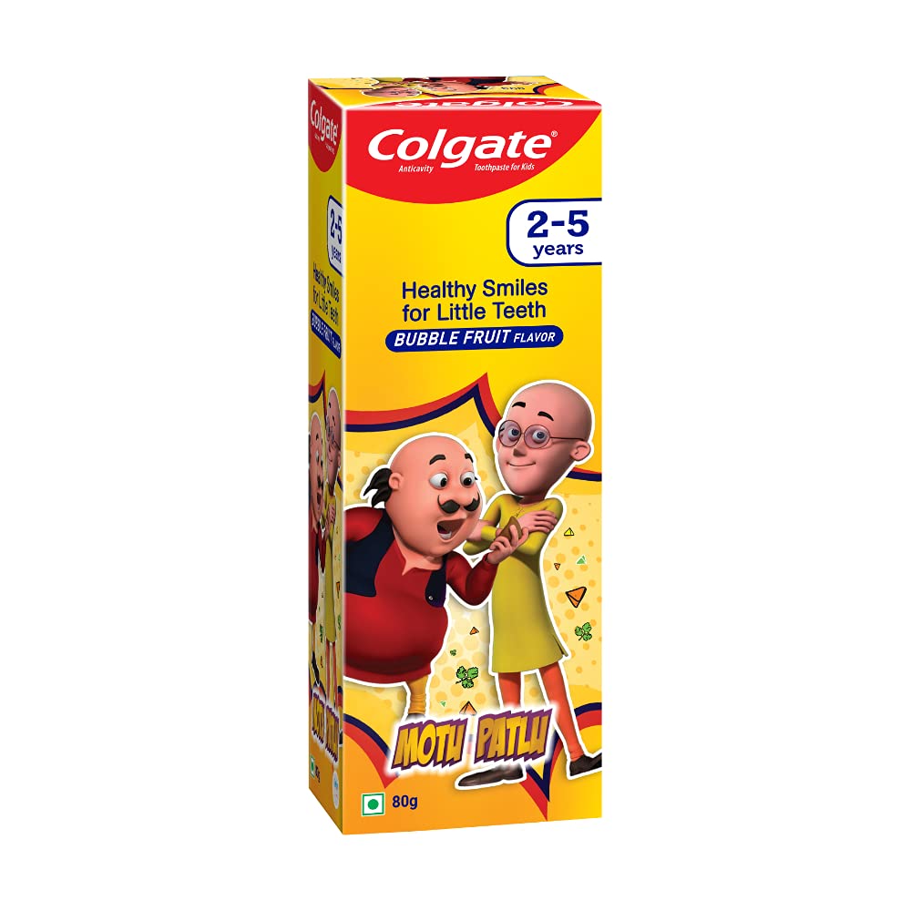 Colgate Kids Toothpaste For 2-5 Years - 80Gm, Tooth Paste With 50% Lesser Abrasive Formula For Protecting Against Cavities (Strawberry Flavour) (Bubblefruit Flavour) | Anti-Cavity