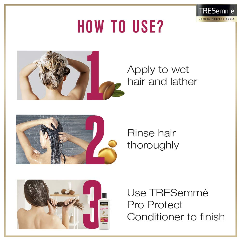 Tresemme Pro Protect , Shampoo, 580ml, for Frizzy Hair, with Moroccan Argan Oil, Gentle Care for Treated Hair, Sulphate & Paraben-free