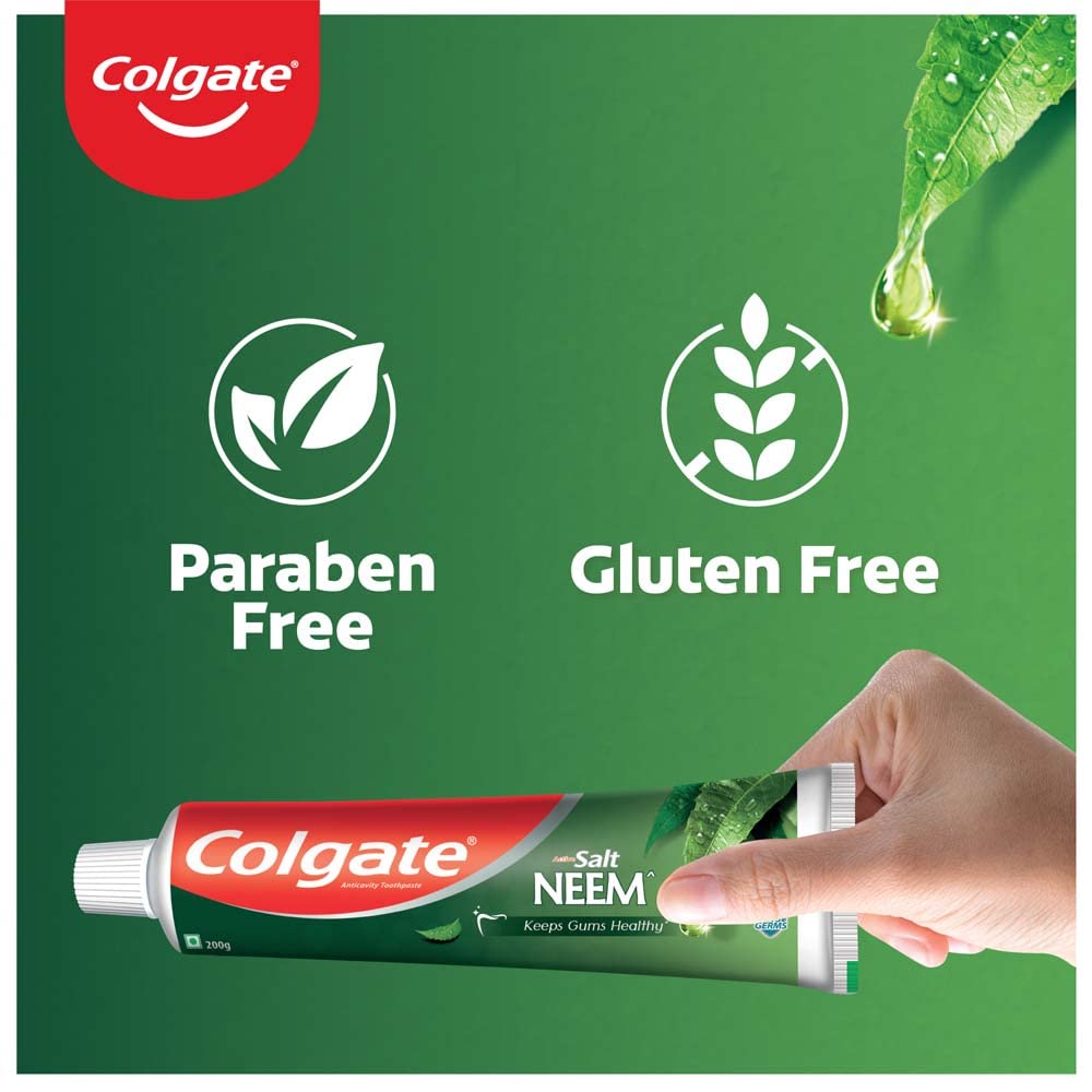 Colgate Active Salt Neem Toothpaste, Germ Fighting Herbal Tooth paste for Fresh Breath, Healthy, Tight Gums, 100g