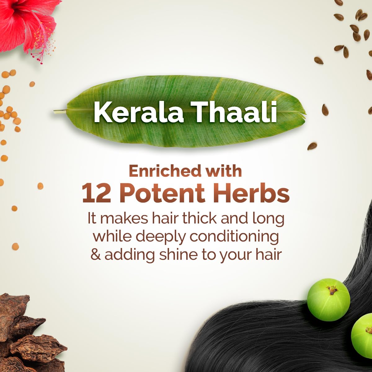 Mamaearth Kerala Thaali Cleansing Hair Mask for Thick & Long Hair with Hibiscus, Shikakai, Amla, Flaxseed- 200g | Ready To Use Thali | Gently Cleanses | Adds Shine | 100% Natural Herbs |12 Potent Herbs