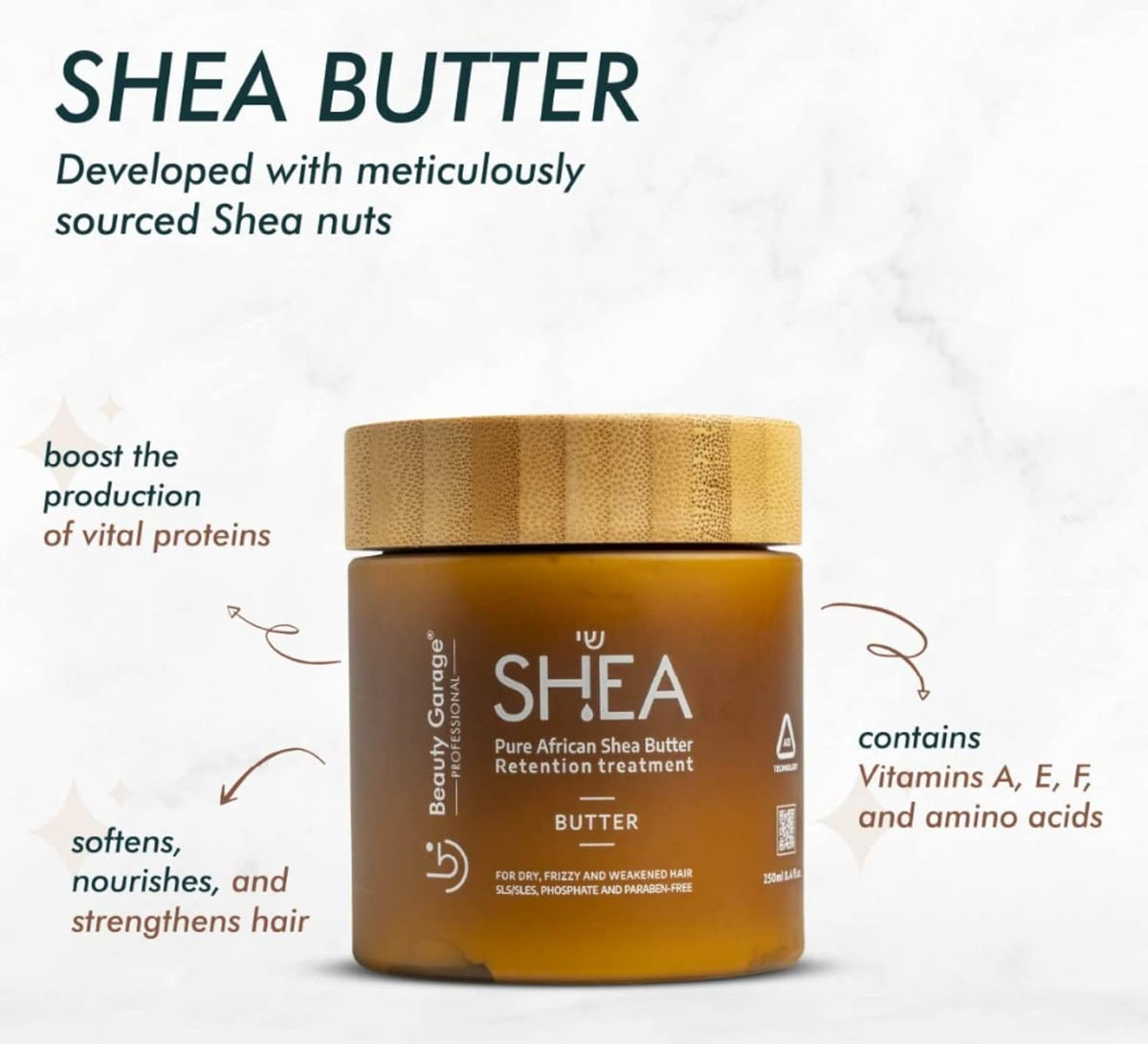 Beauty Garage Pure African Shea Butter Retention Treatment Hair Mask 250 Millilitre - Dry