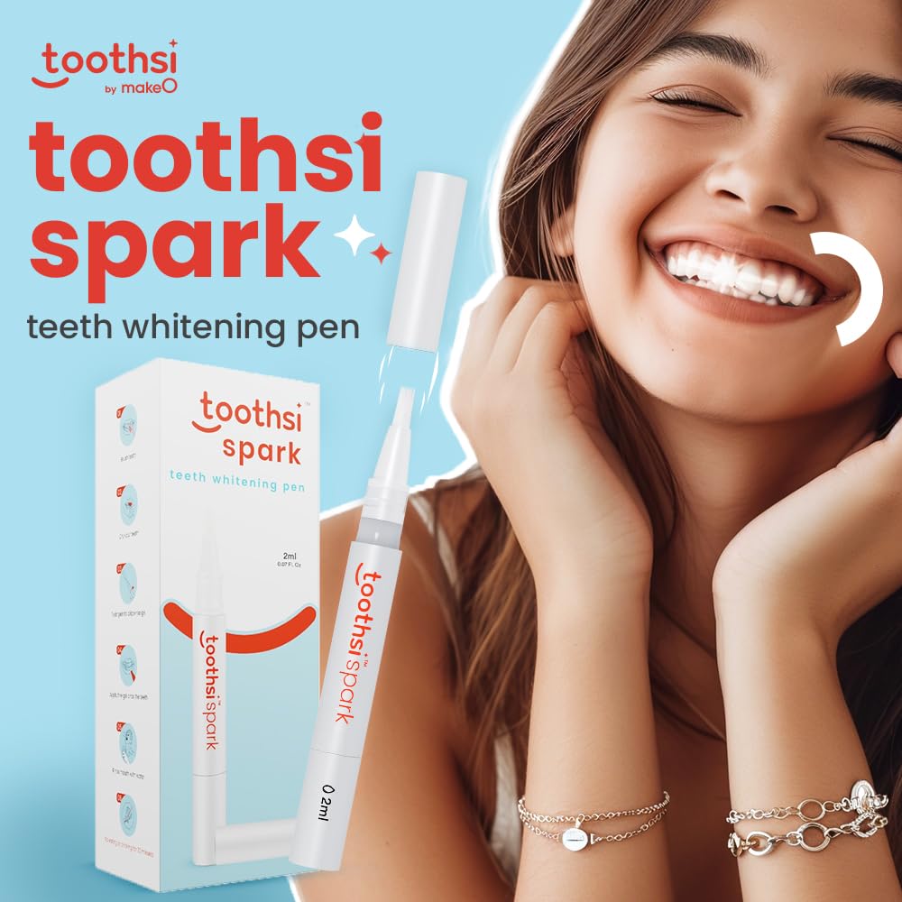 Toothsi Spark Teeth Whitening Pen | 2ml | 30 Minutes Stain Remover Portable Pen | Teeth Whitening Pen with Long-Lasting Effect | Safe Advanced Formulation | Whiter Smiles On The Go