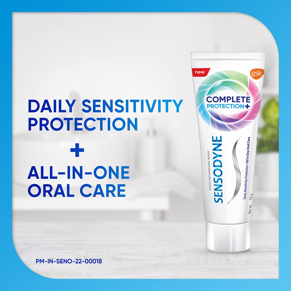 Sensodyne Toothpaste Complete Protection+, All in One daily oral care tooth paste for sensitive teeth, 70 gm