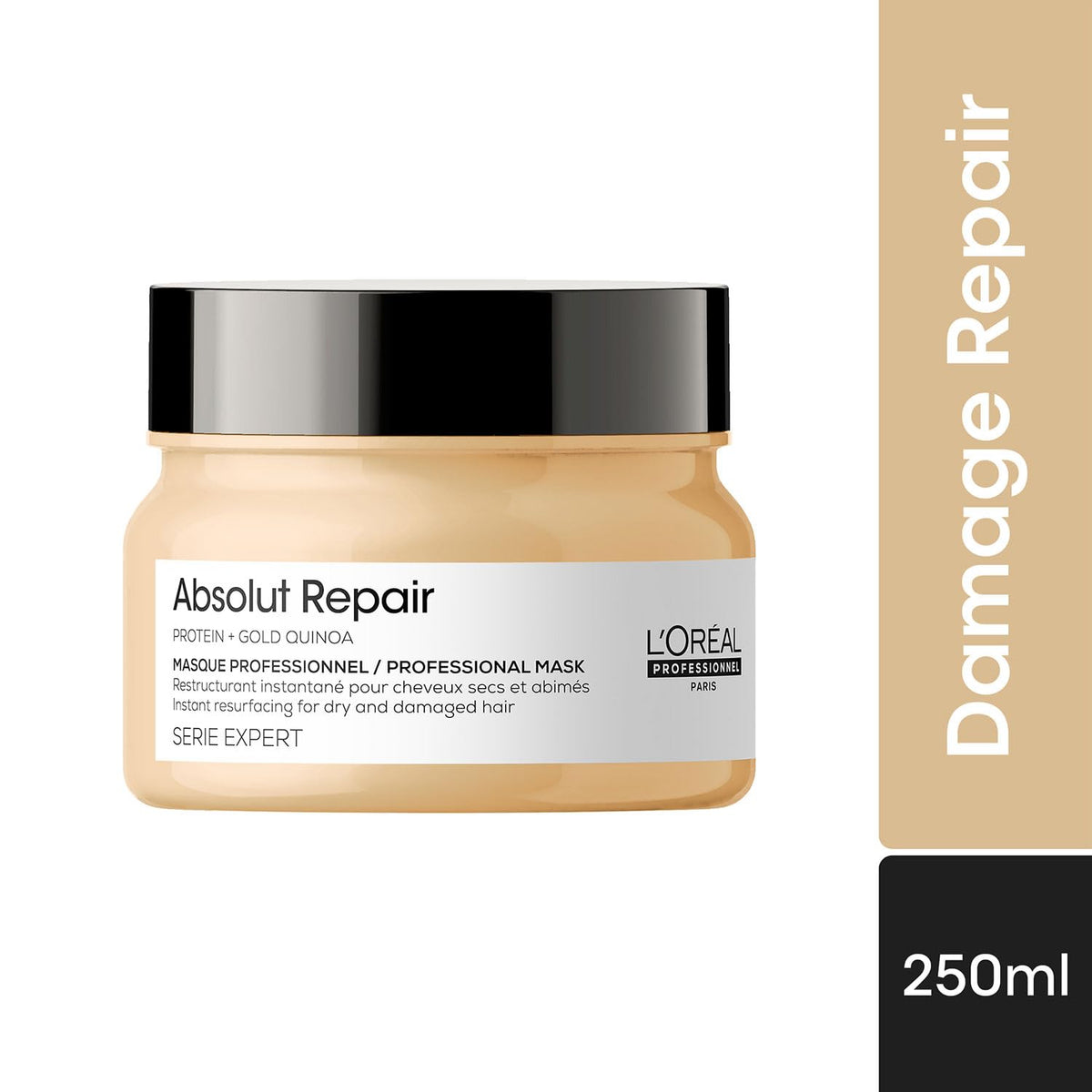 L'Oréal Professionnel Absolut Repair Mask for Dry & Damaged Hair - 250ml | Professional mask for Strengthening and Repairing Hair, With Wheat Protein, For Men & Women