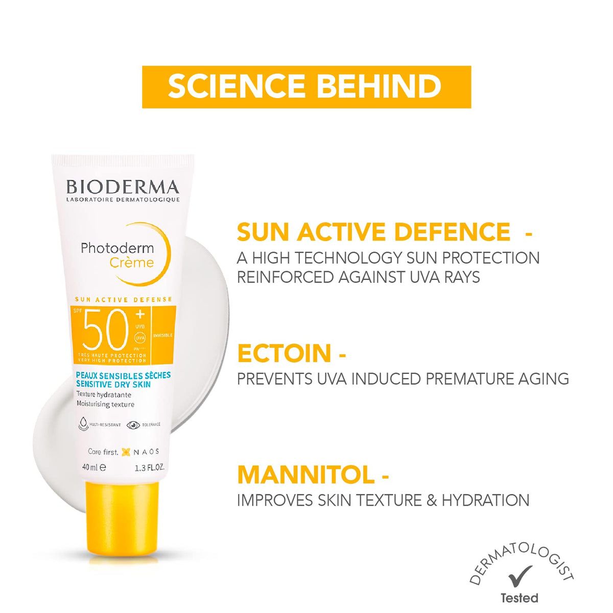 Bioderma Photoderm Creme SPF 50+ Sunscreen Cream Normal To Dry Sensitive Skin, 40ml