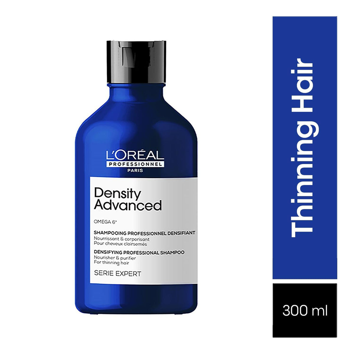 L’Oréal Professionnel Density Advanced Shampoo for Thinning Hair 300ml | Visibly Increases Hair Volume & Bounce with Omega 6 | Restore Hair Vitality | For Men & Women