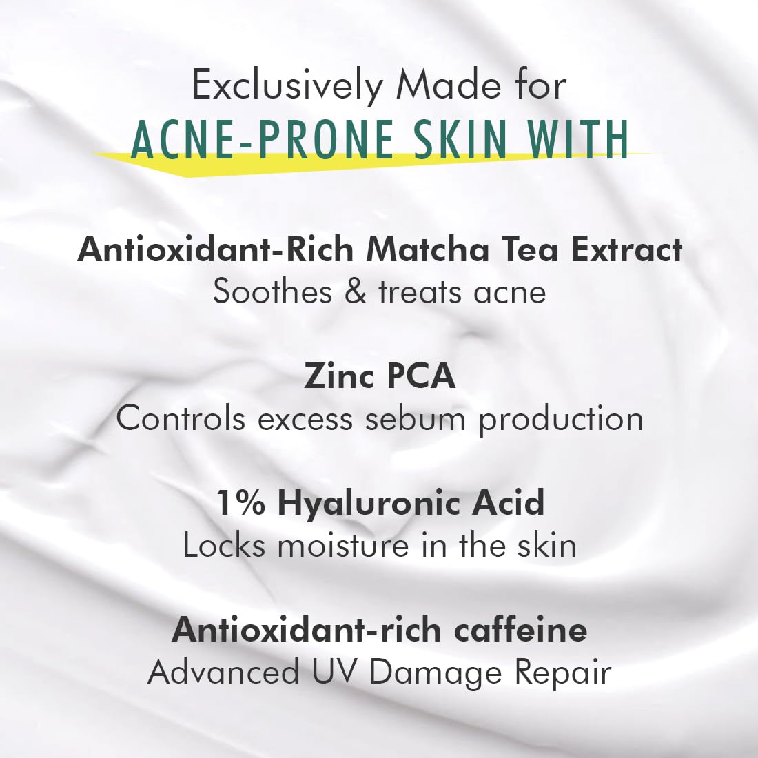 mCaffeine Sun Fix Ultra Light 1% Hyaluronic Acid Matcha Tea Sunscreen SPF 50+ & PA++++ UVA-UVB & Blue Light Protection | No White Cast | Controls Oil | Non-sticky | Fragrance Free - 50ml