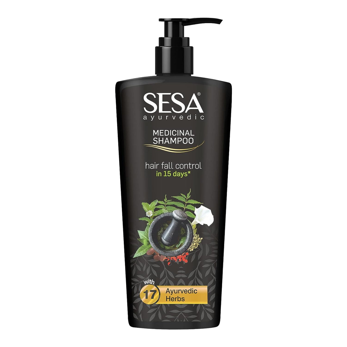 Sesa Ayurvedic Medicinal Shampoo Hairfall Control Anti Dandruff Shampoo Infused with 17 Ayurvedic Herbs Smooth & Shiny Hair For Men & Women (500 ml)