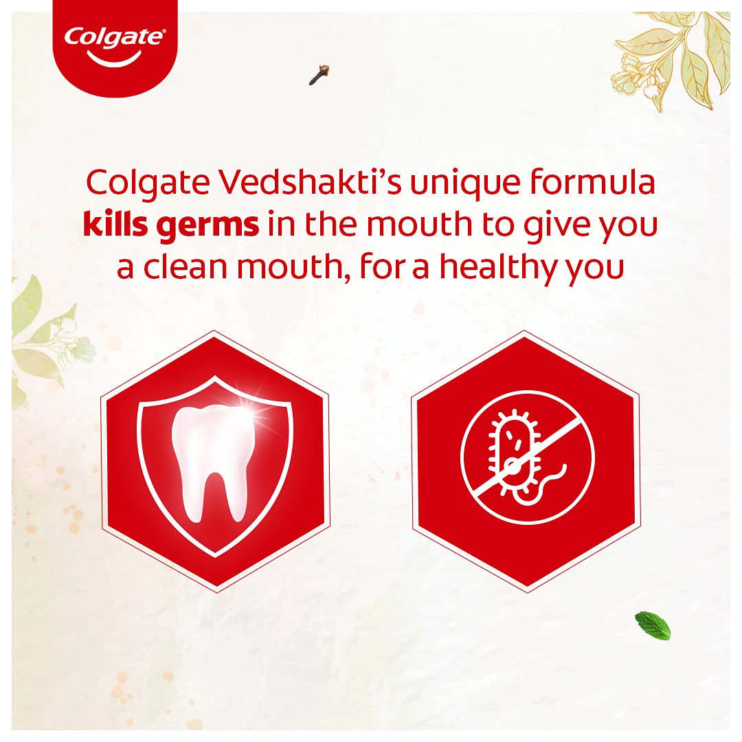 Colgate Vedshakti Toothpaste, Anti-Bacterial Tooth Paste for Whole Mouth Health and Fresh Breath, With Neem, Clove, and Honey, 100g