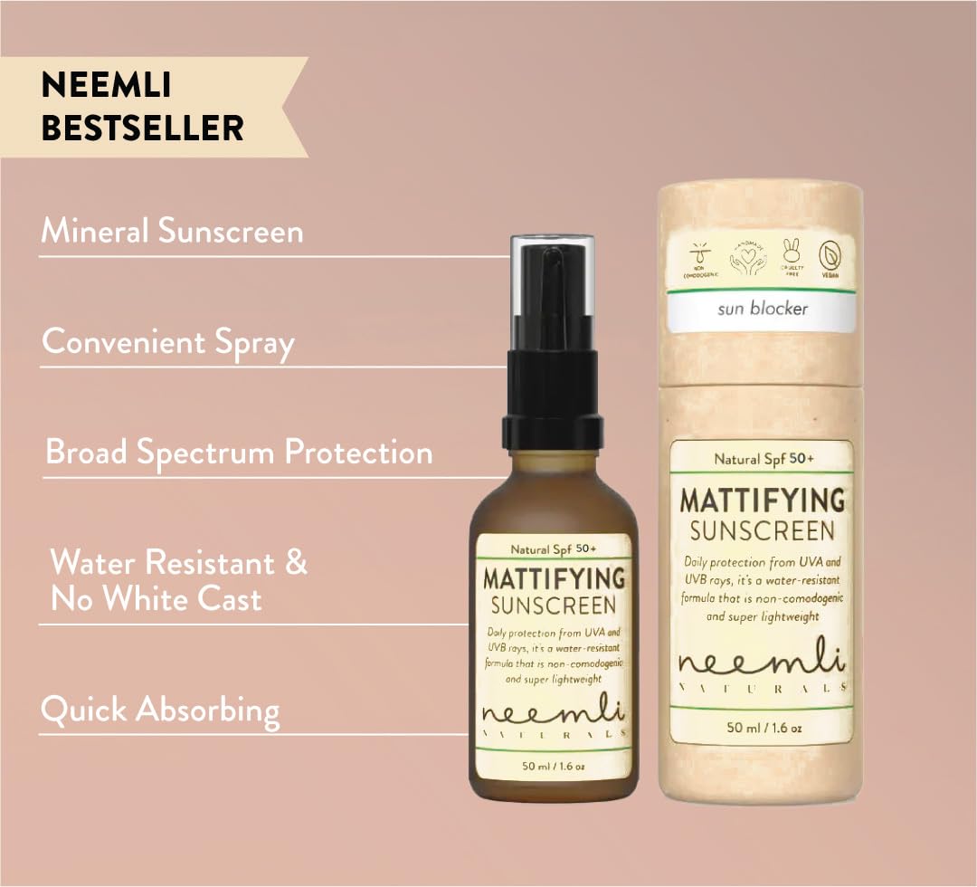 Neemli Naturals Natural Spf 50+++ Mattifying All Skin Type Sunscreen (Mineral Sunscreen, Water Resistant, Spray Form)