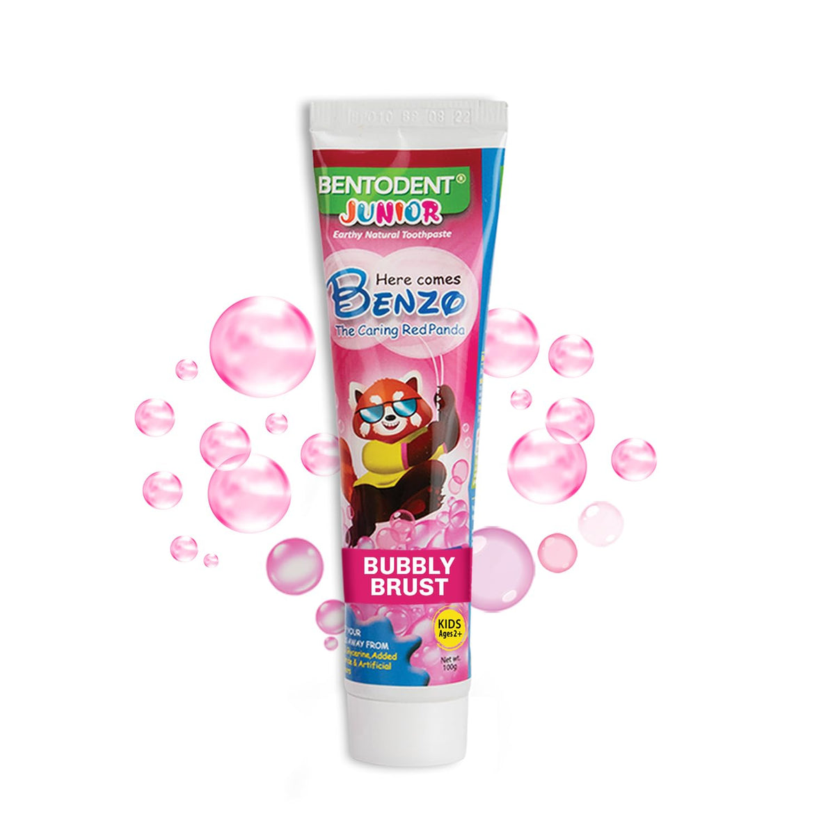 Bentodent 100% Natural Kids Bubble Gum Toothpaste, Fluoride Free, Sls Free, Complete oral care protection for kids, Fresh Breath, Best toothpaste for kids 2+ years 100g