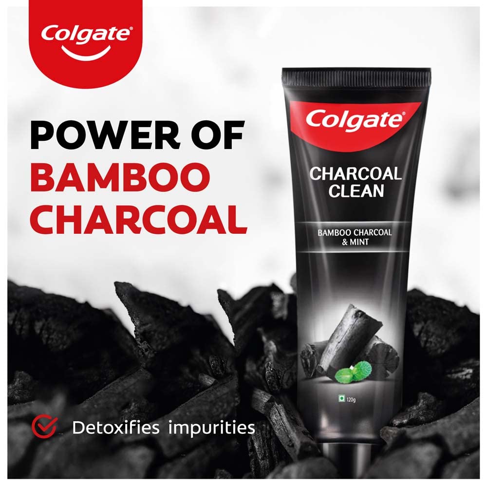 Colgate Charcoal Clean Black Gel Toothpaste , Pack of 120g Deep Clean Tooth paste With Bamboo Charcoal & Wintergreen Mint For Plaque Removal, Deep Clean & Tingling Fresh Mouth Experience