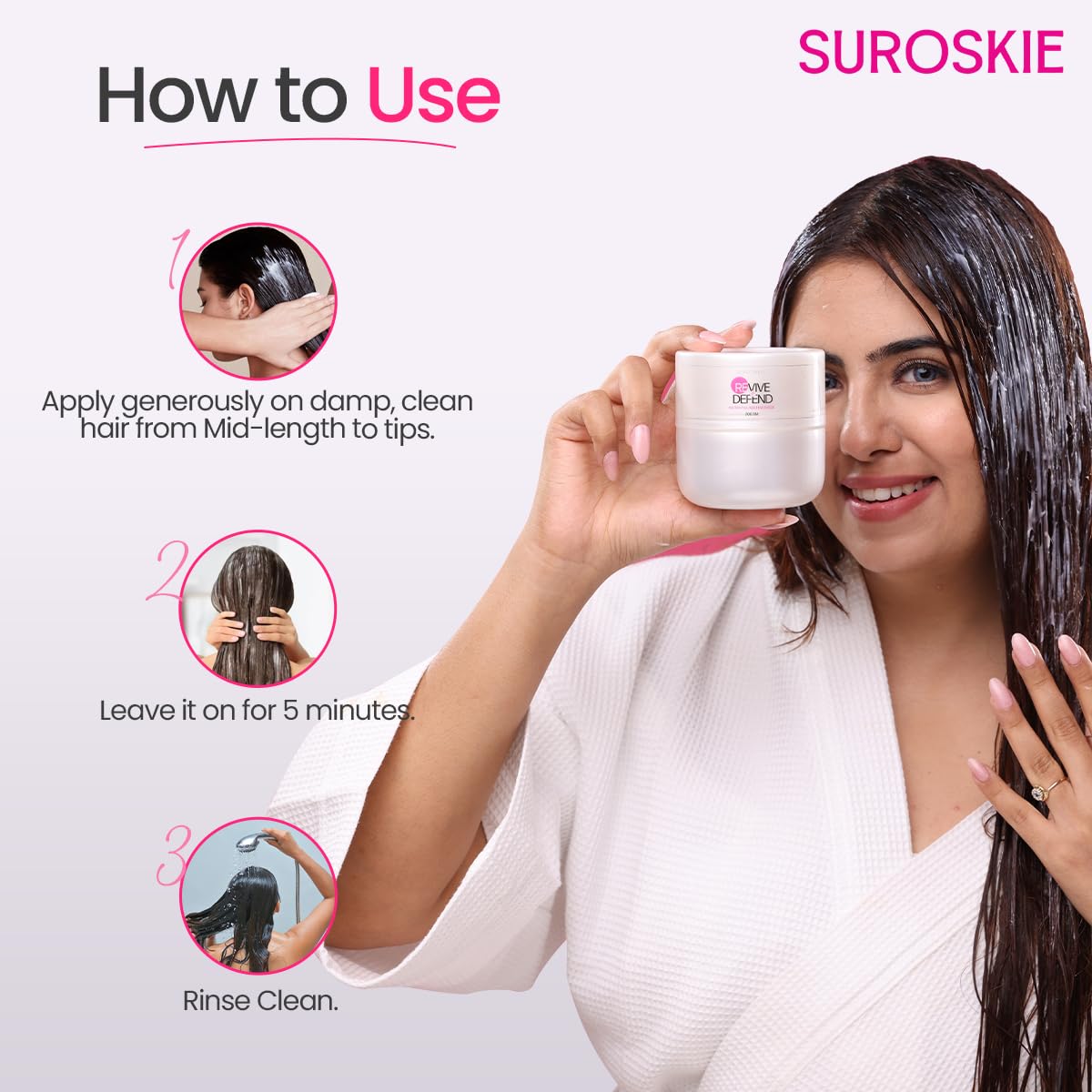 SUROSKIE Revive & Defend Instant Glass Hair Mask 200gm | With Hydrolyzed Keratin & Murmuru Butter | Nourish & Frizz Free Hair | Spa Treatment at Home | Intense Hair Damage Repair Mask | All Hair Types