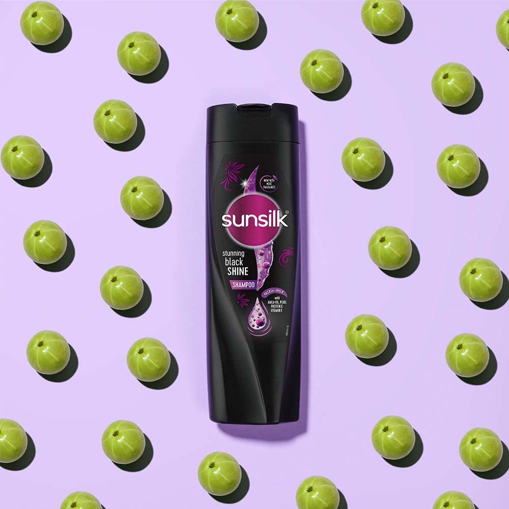 Sunsilk Black Shine, Shampoo, 650ml, for Shiny, Moisturised & Fuller Hair, with Amla + Oil & Pearl Protein, Paraben-Free