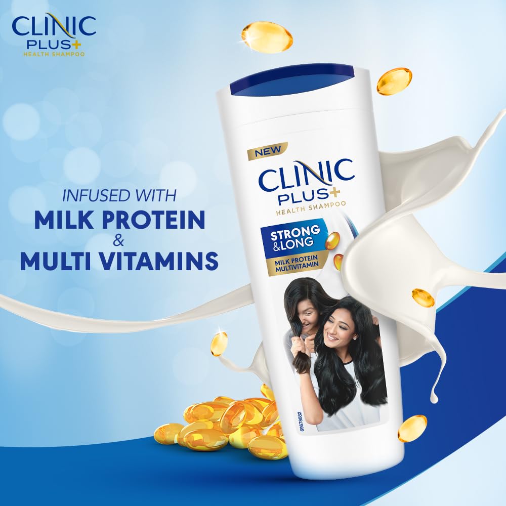 Clinic Plus Strong & Long Shampoo 650 ml|| With Milk Proteins & Multivitamins for Healthy and Long Hair - Strengthening Shampoo for Hair Growth