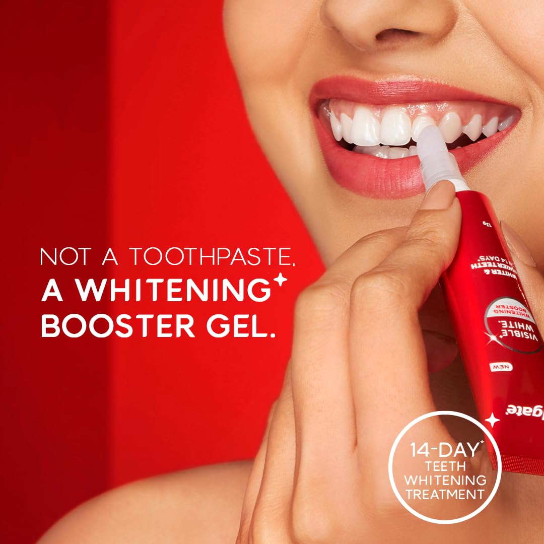 Colgate Visible White Whitening Booster Gel (13 g), Leave On Teeth Whitening Treatment with Active Oxygen Technology, Whitens Teeth in 14 days, Removes Stains & Brightens Teeth, Enamel Safe Teeth Whitener