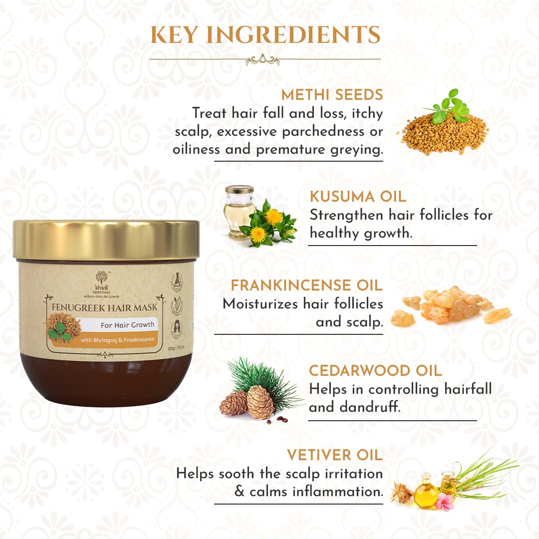 Khadi Essentials Amla Hair Mask For Dry And Frizzy Hair And Smoothening Hair With Methi For Hair Growth and Hair Fall Control, Sulphate & Paraben Free - 100gm