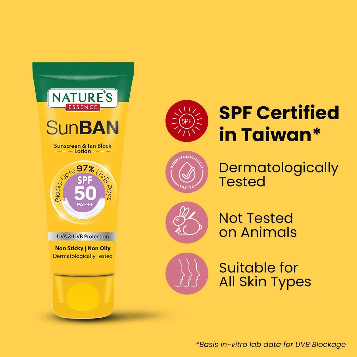 NATURES ESSENCE Sunban Spf 50 Pa+++ Sunscreen & Tan Block Lotion, 60ml