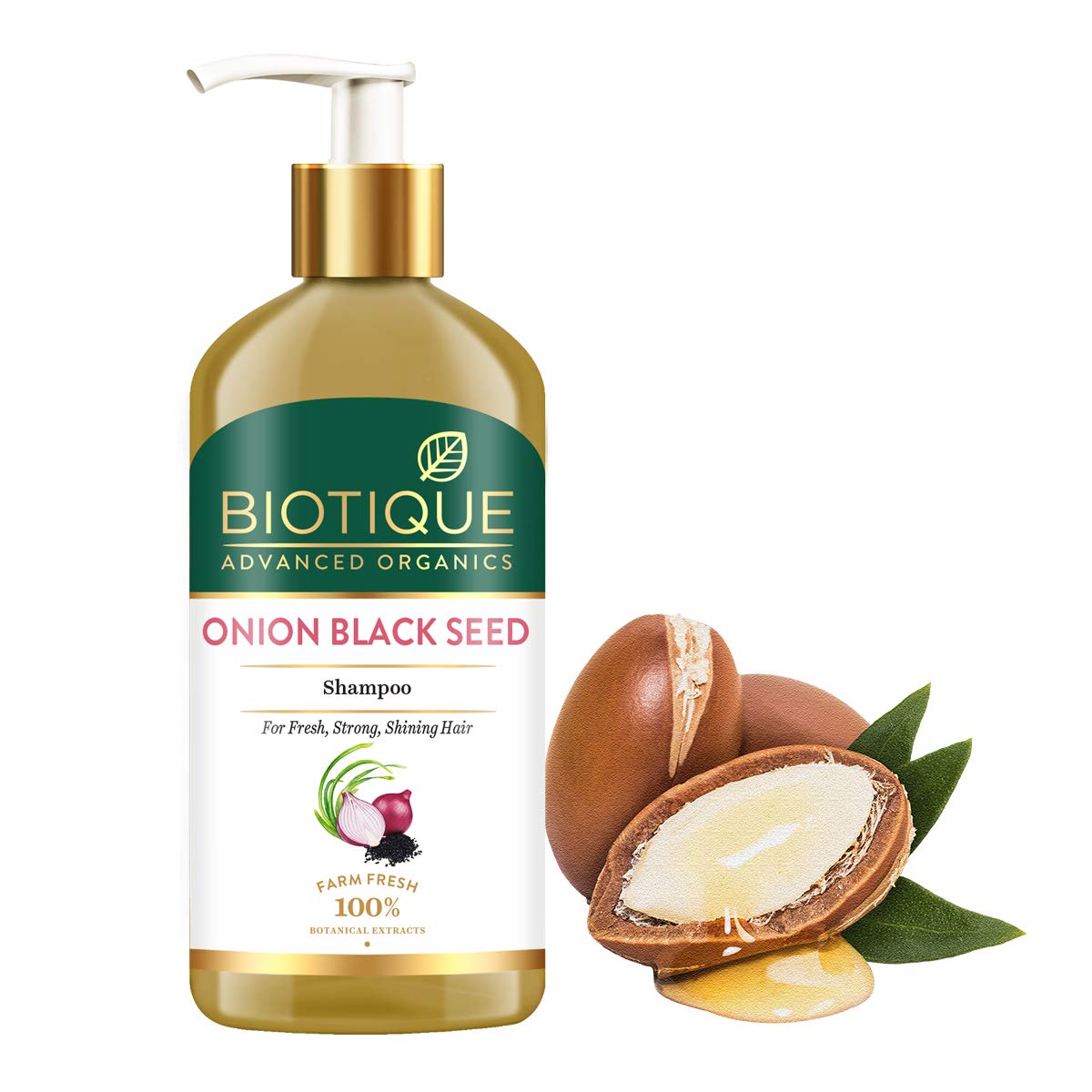 Biotique Onion Black Seed Shampoo For Fresh, Strong and Shining Hair, 300 ml | Hair Fall Control