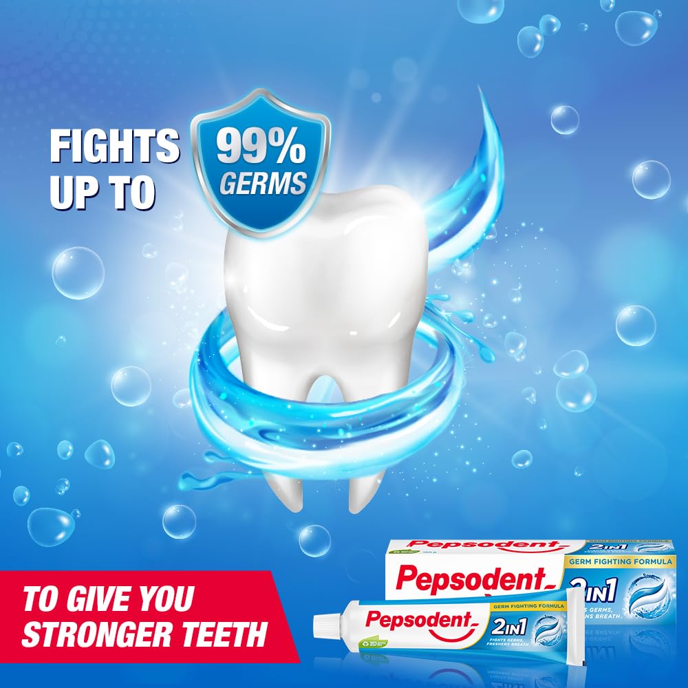 Pepsodent 2 in 1 Toothpaste Tooth Decay Prevention, Cavity Protection, Sensitivity Relief, Plaque Removal, 150 g